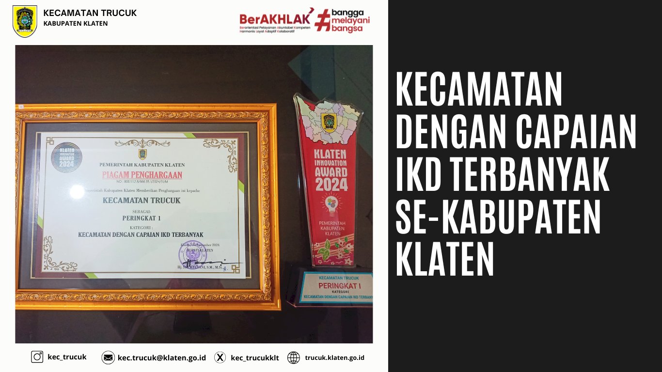 Kecamatan Trucuk Peringkat I Kecamatan Capaian IKD Terbanyak