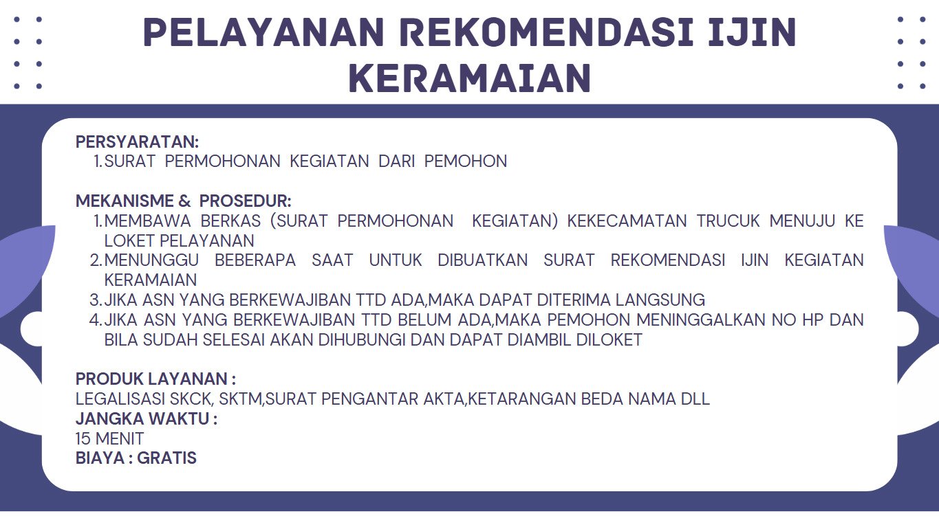 STANDAR PELAYANAN KECAMATAN TRUCUK