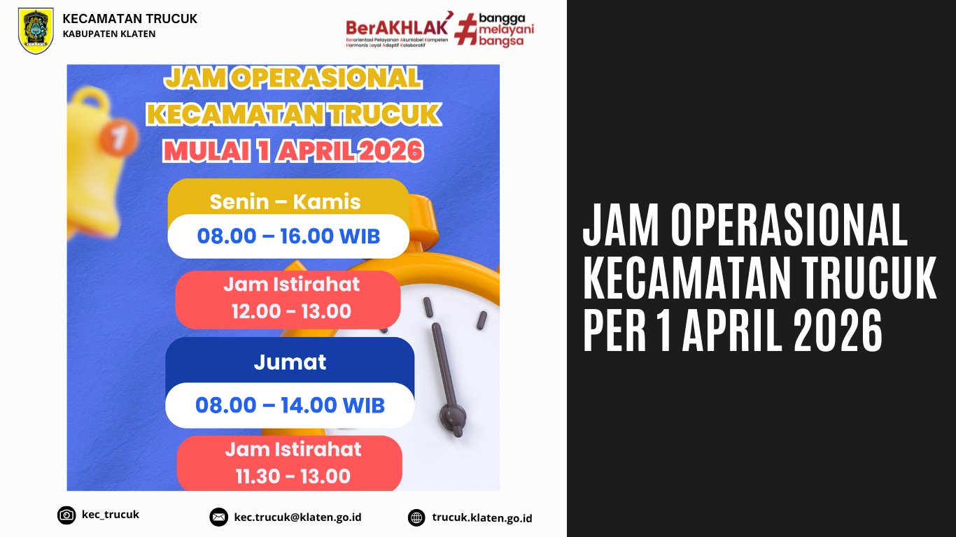 Jam Operasional Kecamatan Trucuk per 1 April 2026